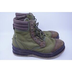 Vintage ORVIS Felt Bottom Boots Mens 9 Ankle Fly Fishing Wading Brown Green
